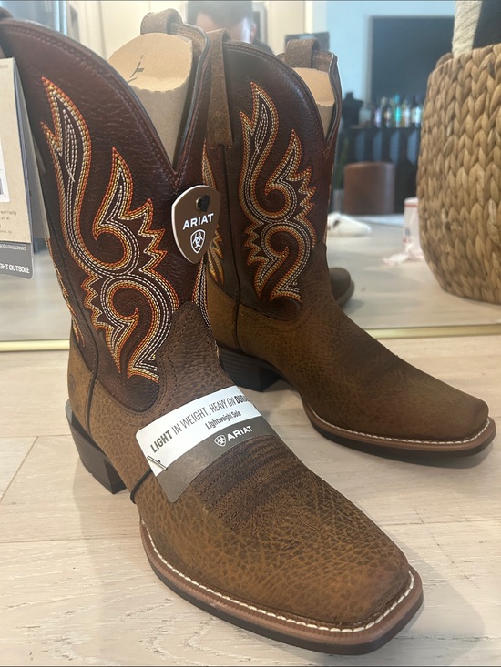 Ariat Stonebrook Western Cowboy Boots Men’s 9 EE Wide Earth Spiced Papaya NWT main image 6
